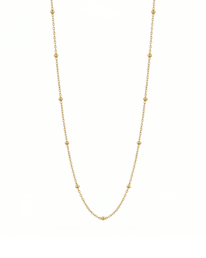 Catenina Giunquilla in acciaio placcato oro 18k con sferette, leggera e brillante Catena dorata Giunquilla in acciaio oro 18k con dettaglio sfere, per ciondoli boho e spirituali Catenina Giunquilla in acciaio placcato oro 18k, base luminosa per gioielli del sacro femminile Catena con sferette Giunquilla in oro 18k, eleganza minimal per abbinare ciondoli con cristalli Catenina dorata Giunquilla in acciaio oro 18k, leggera e versatile per ogni stile femminile